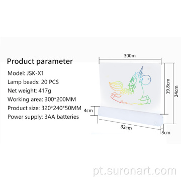 Crianças iluminam a prancheta de desenhos coloridos 3d